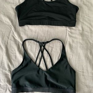Two black sports bras